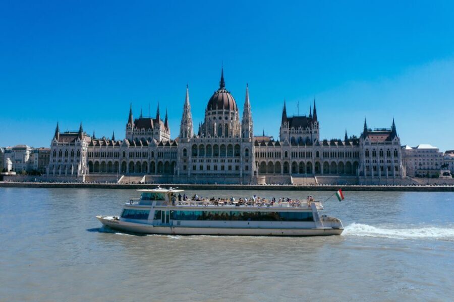 Budapest: Day or Night River Cruise on Panoramic Boat - Parliament, bridges, and the long sweep of Pest
