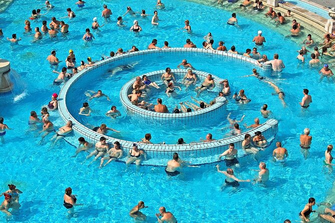 Entrance to Szechenyi Spa in Budapest - Comfort and crowd reality: chairs, loungers, and public-bath energy